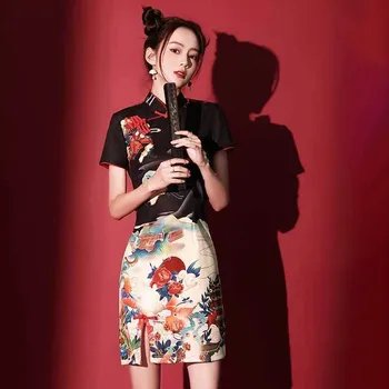 Винтажное женское мини-Чонсам, сексуальное школьное платье с коротким рукавом, традиционная вечеринка для молодых девушек, Ципао, повседневные халаты в китайском стиле