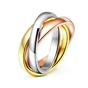 винтажное обручальное кольцо женское трехцветное 14-каратное розовое золотое покрытие ювелирные изделия из нержавеющей стали ladies love alliance fashion ring
