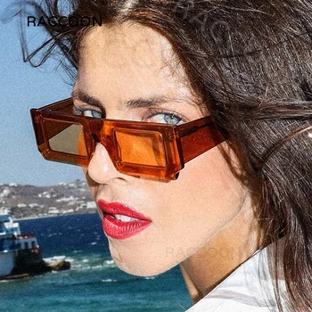 Винтажные квадратные солнцезащитные очки с плоским верхом Женские Маленькие прямоугольные Солнцезащитные очки желеобразного цвета Мужские Модные Летние аксессуары крошечных оттенков