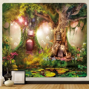 Волшебный лесной эльф украшение дома гобелен грибной фон ткань психоделическая сцена в стиле хиппи богемный настенный гобелен