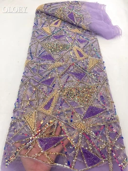 Высококачественная роскошная вышивка, тяжелая кружевная ткань для подиума жениха, африканская Нигерийская ткань с блестками для свадебного платья