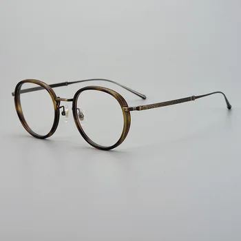 Высококачественные оптические очки ручной работы, оправа из сплава, круглые деловые очки, очки класса Люкс для близорукости по рецепту