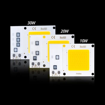 Высокомощная Светодиодная Матрица Для Проекторов 10 Вт 20 Вт 30 Вт 220 В 110 В Smart IC COB LED Chip Лампочки Диод Для DIY Прожектора Spotlight