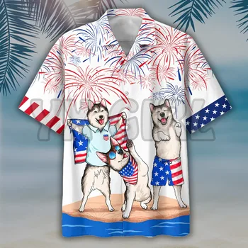 Гавайская рубашка Familleus Alaska с 3D принтом по всему телу, гавайская рубашка, Мужская и женская повседневная рубашка Harajuku, унисекс