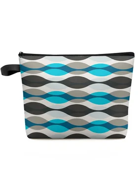 Геометрическая текстура Ripple Aqua, дорожная косметичка большой емкости, переносная сумка для хранения косметики, женский водонепроницаемый пенал