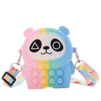 Горячая распродажа Lollipop Panda Press Bubble Силиконовая сумка через плечо Сумка для выжимания игрушек Декомпрессионная сумка