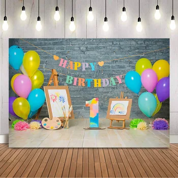Давайте нарисуем Фон на 1-й день рождения для фотографии художественной краской, реквизит для украшения с Днем Рождения, фон для фотографий новорожденных детей