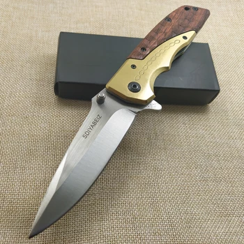 Дамасский Складной нож со стальным лезвием 440C, Деревянная ручка, Карманные Охотничьи ножи, Универсальный Нож для выживания в кемпинге, Открытый EDC Инструмент