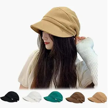 Дамы, женщины, девушки, осень-зима, однотонная новая модная кепка с козырьком, кепка газетчика, Шляпа газетчика, берет, шляпа