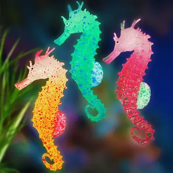 Декор аквариума с искусственными светящимися рыбками, имитация орнамента в виде гиппокампа, имитация силиконового аквариума с морскими коньками, Ландшафтный декор