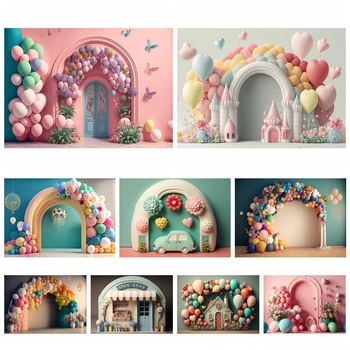Декор для вечеринки по случаю Дня Рождения новорожденного 3D-фоны Красочные Воздушные шары Фоны для детской фотографии для реквизита фотостудии Фотостудия
