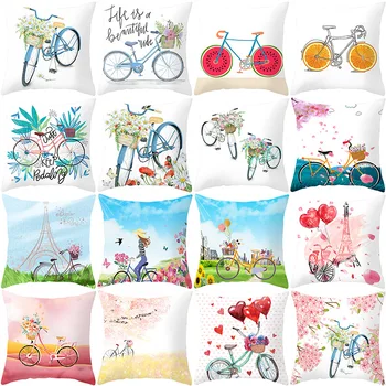 Декоративная наволочка на День Святого Валентина, велосипед, Цветочное растение, наволочка для автомобильного дивана, наволочка для домашнего декора