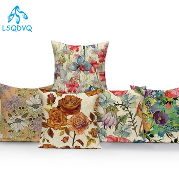 Декоративные наволочки, 3d Красочные подушки с цветочным рисунком в стиле ретро, наволочка для дивана, Домашняя наволочка для гостиной