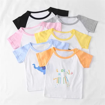 Детская одежда, Летний тонкий детский топ, базовая рубашка из 100% хлопка, футболка с коротким рукавом для девочек, детская футболка