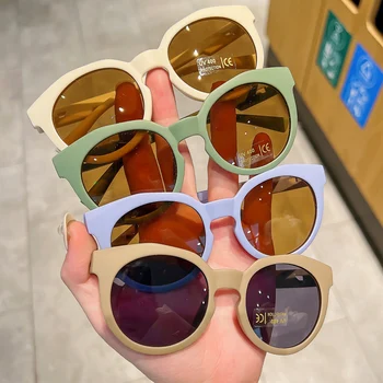 Детские винтажные Солнцезащитные очки в овальной оправе, защита от солнца на открытом воздухе, Детские Солнцезащитные очки, Детские Очки UV400, Очки