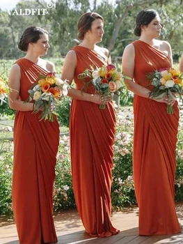 Длинные Выгоревшие Оранжевые Шифоновые Платья Подружек Невесты 2022 года для Свадебной вечеринки С Одним плечом Vestidos Dama De Honor 2022