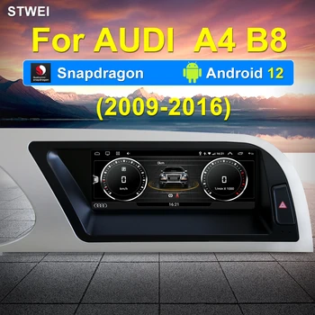 Для Audi A4 S4 B8 2009-20168,8-дюймовый Автомобильный Беспроводной Радио Мультимедийный Видеоплеер Стерео Android 12 GPS Навигация 4G Wi Fi Google