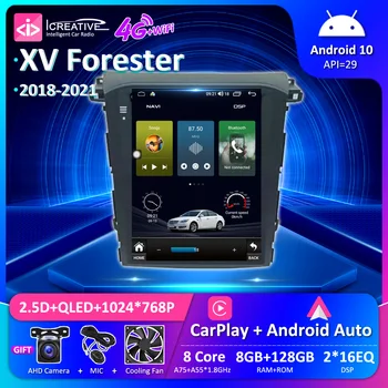 Для Tesla Экран QLED Для Subaru XV Forester 2018 2019 2020 2021 CarPlay Android 10,0 Головное устройство Радио Видео Мультимедиа Без 2 din