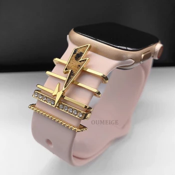 Для ремешка Apple Watch Металлические подвески, декоративное кольцо с бриллиантом, смарт-часы, силиконовый ремешок, аксессуары для браслета iwatch