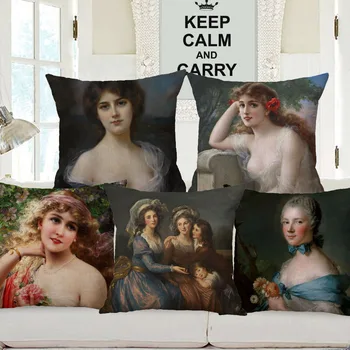 Европейская картина маслом Леди, портрет красоты женщины, наволочка для подушки, декоративные подушки для дивана 45x45 см