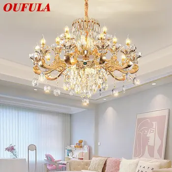 Европейская хрустальная люстра OUFULA Роскошная светодиодная Современная свеча Винтажный подвесной светильник для дома Гостиная Столовая Спальня