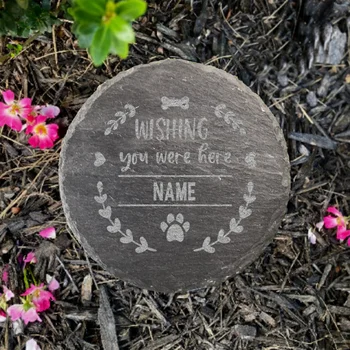 Желая, чтобы вы были здесь, Персонализированная круглая скала, надгробие для домашних животных, Именная табличка для обозначения могилы собаки, мемориальный камень для домашних животных