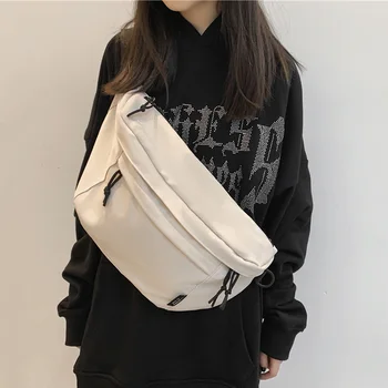 Женская нейлоновая поясная сумка большой емкости, однотонная нагрудная сумка, сумка через плечо, уличные поясные сумки в стиле хип-хоп, унисекс, новый тренд, поясная сумка