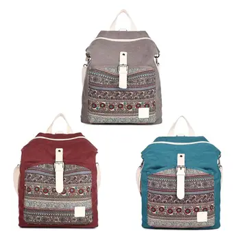 Женская школьная сумка в этническом стиле, холщовый рюкзак, рюкзак для путешествий, ноутбук на плечо