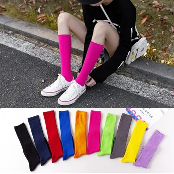 Женские чулки 2023, Новая мода, однотонные Длинные носки в японском стиле Для женщин, Высококачественные дышащие хлопковые гольфы Леди