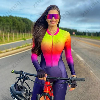 Женский велосипедный комбинезон, велосипедный трикотаж, одежда для триатлона, осенняя форма команды по верховой езде на горных велосипедах с длинным рукавом, костюм