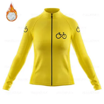 Женщины 2021 Зима Флис Велоспорт Джерси С Длинным Рукавом Велосипедная Одежда Спорт На открытом Воздухе MTB Велосипед Теплая Одежда Ropa Ciclismo Mujer