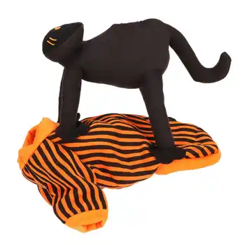 Забавный костюм кота на Хэллоуин, удобная рубашка для домашних животных на Хэллоуин, теплая с черным котом на каждый день для вечеринки