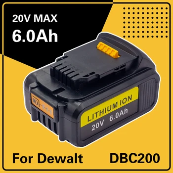 Замена электроинструмента на 20V 6.0Ah MAX Совместима с DCB184 DCB181 DCB182 DCB200 20V 5A 6A 18Volt 20v Батареей