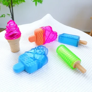 Замораживаемая игрушка-пищалка для собак TPR, игрушка в форме жевательного фруктового мороженого с пищалкой, пищащая игрушка-леденец, фруктовое мороженое