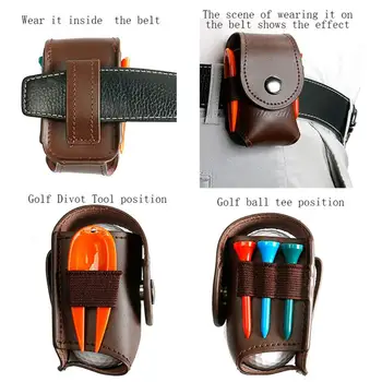 Защитный сверхлегкий мяч для гольфа из искусственной кожи в 2 положениях, маленький поясной карман для аксессуаров для гольфа