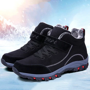 Зимние мужские ботинки, водонепроницаемые зимние ботинки, мужская зимняя обувь, теплая плюшевая походная обувь Плюс 48 нескользящих зимних ботильонов унисекс