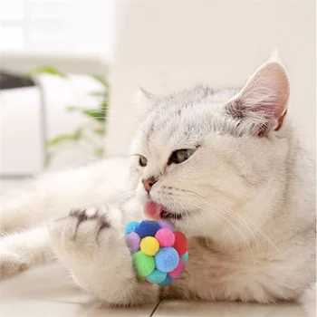Игрушка для кошек Мяч с колокольчиком Пищащая игрушка Интерактивные товары для домашних животных Плюшевая игрушка Искусственная Красочная плюшевая игрушка Игрушки для кошек Интерактивные игрушки для домашних животных