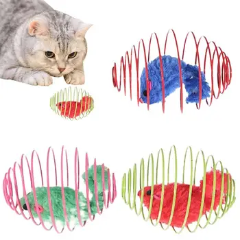 Игрушки для кошек 3шт Разноцветных спиральных пружин Для домашних кошек Котенок в клетке Забавные игрушки-ловушки Интерактивные Игрушки Для кошек Охота на Котенка