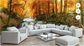 изготовленная на заказ фреска 3d фотообои Большой лесной пейзаж на осеннем фоне картина домашний декор обои для стен 3d гостиная