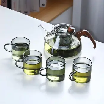 Изысканный стеклянный маленький чайник, инструмент для приготовления чая, бытовой чайный набор для одного человека, набор чайных горшков, самовар