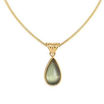 Изящный каплевидный кулон Колье-цепочка из змеи, ожерелье с одной каплей воды, ожерелье из нержавеющей стали, ювелирный подарок для женщин