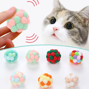 Интерактивная игрушка для кошек, игрушечные шарики для кошек, игрушки для мышей, Клетка для мыши, Плюшевая искусственная Красочная игрушка-дразнилка для кошек, товары для домашних животных, Интерактивная плюшевая игрушка