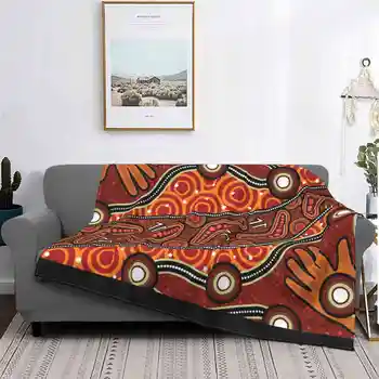 Искусство австралийских аборигенов - Dot Art Orange Супер Теплые мягкие одеяла, наброшенные на диван/кровать/путешествия, День аборигенов Австралии Коори