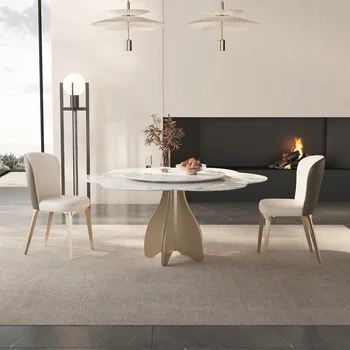 Итальянский легкий роскошный круглый обеденный стол с поворотным кругом, современный и простой обеденный стол высокого класса для домашнего использования