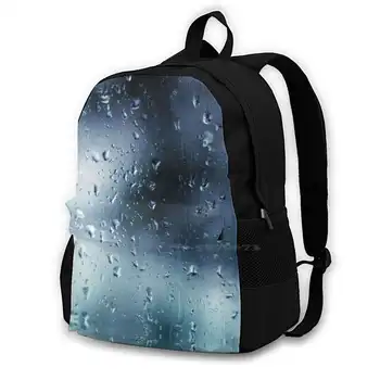 Капли воды Модный рюкзак Большой емкости для ноутбука Дорожные сумки Капли воды Жидкое Стекло Прохладное отражение