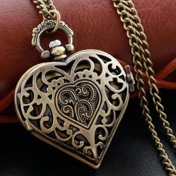Карманные часы Bronze Love Sculpture, винтажное арабское цифровое ожерелье в стиле стимпанк, подвеска-цепочка, подарок для мужчин и женщин Cf1065