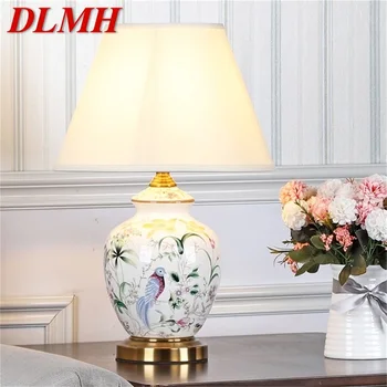 Керамический настольный светильник DLMH с диммером Современная роскошная настольная лампа с белым рисунком LED для дома