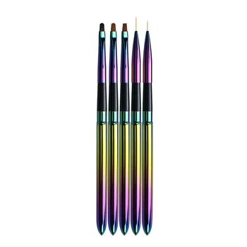 Кисть для нейл-арта в 5 стилях, металлическая подводка для рисования цветочных линий, ручка для рисования полос, полироль, французский инструмент для наращивания УФ-гелем