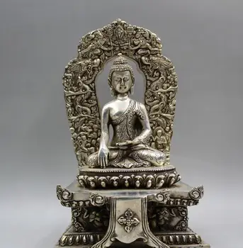 Китай, Старый Тибет, серебряная статуя Будды Шакьямуни Амитабхи ручной работы