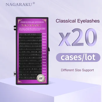 Классический макияж для ресниц NAGARAKU Premium 20 кейсов/лот, индивидуальные ресницы из высококачественной норки, мягкие натуральные накладные ресницы высокого качества